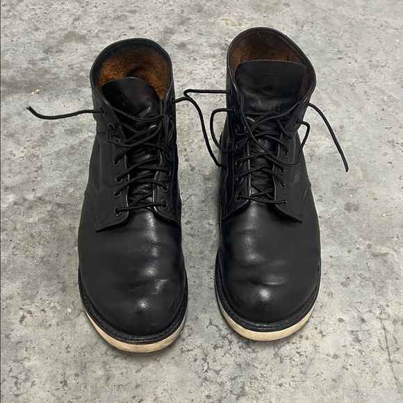 Red Wing 6” Round Toe Men’s Black Leather Boots Size 9.5 - Picture 4 of 8